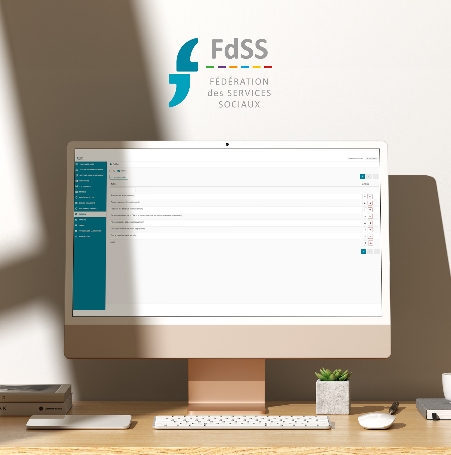 Aperçu de l'intranet de la FDSS, réalisé par LWS à Heusy - Verviers